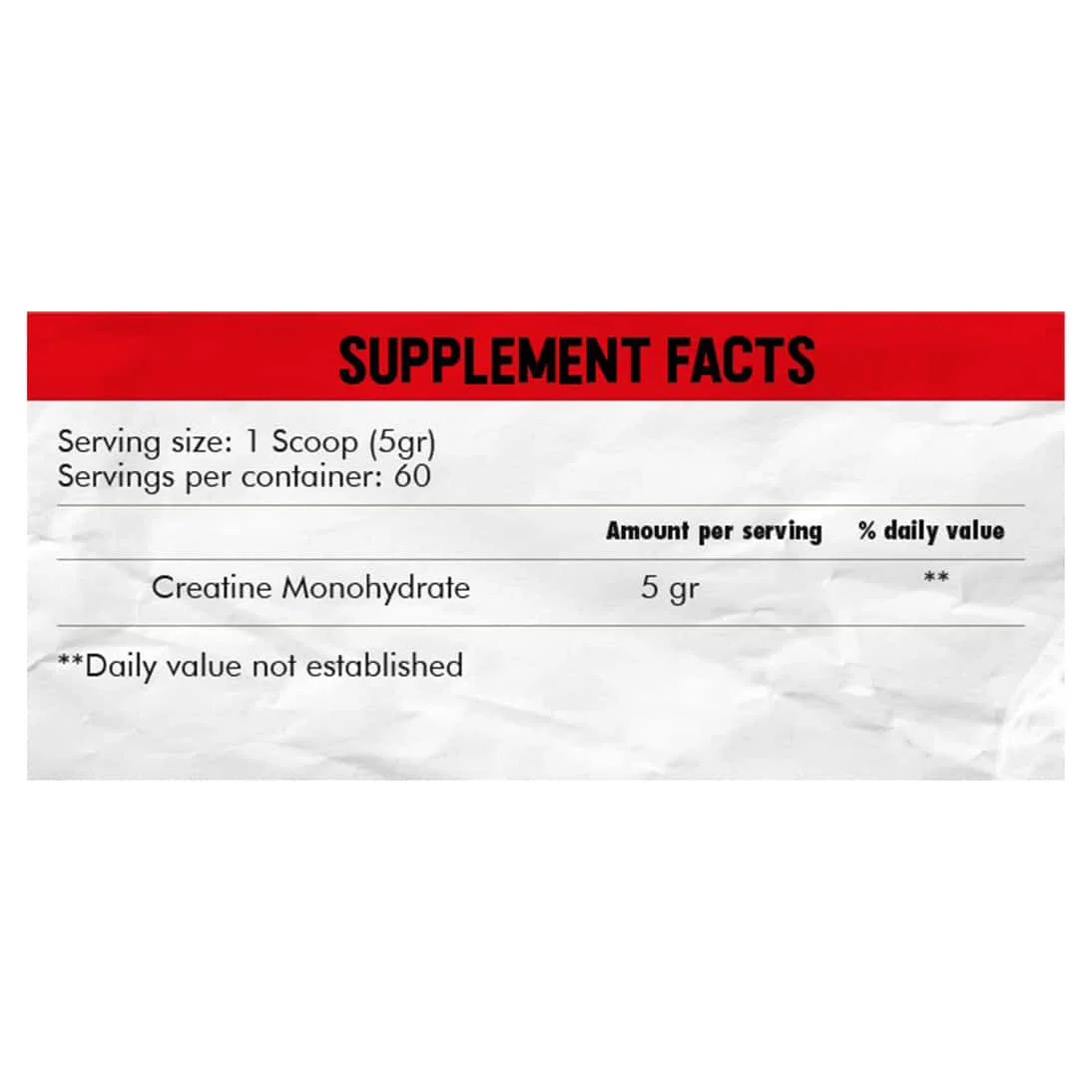 Creatina monohidratada Hardblends tabla nutricional